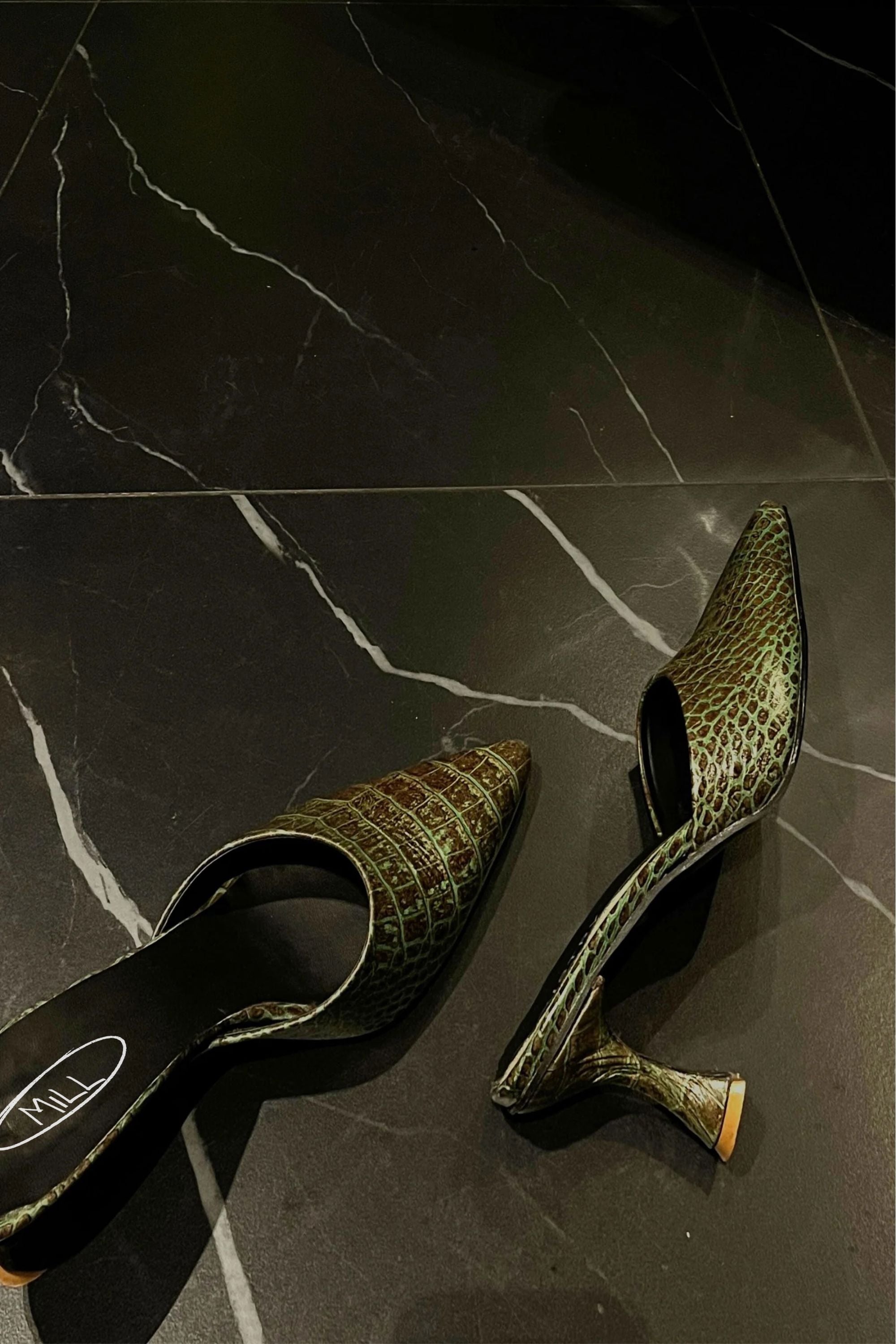 Patina Heels in Rare Green