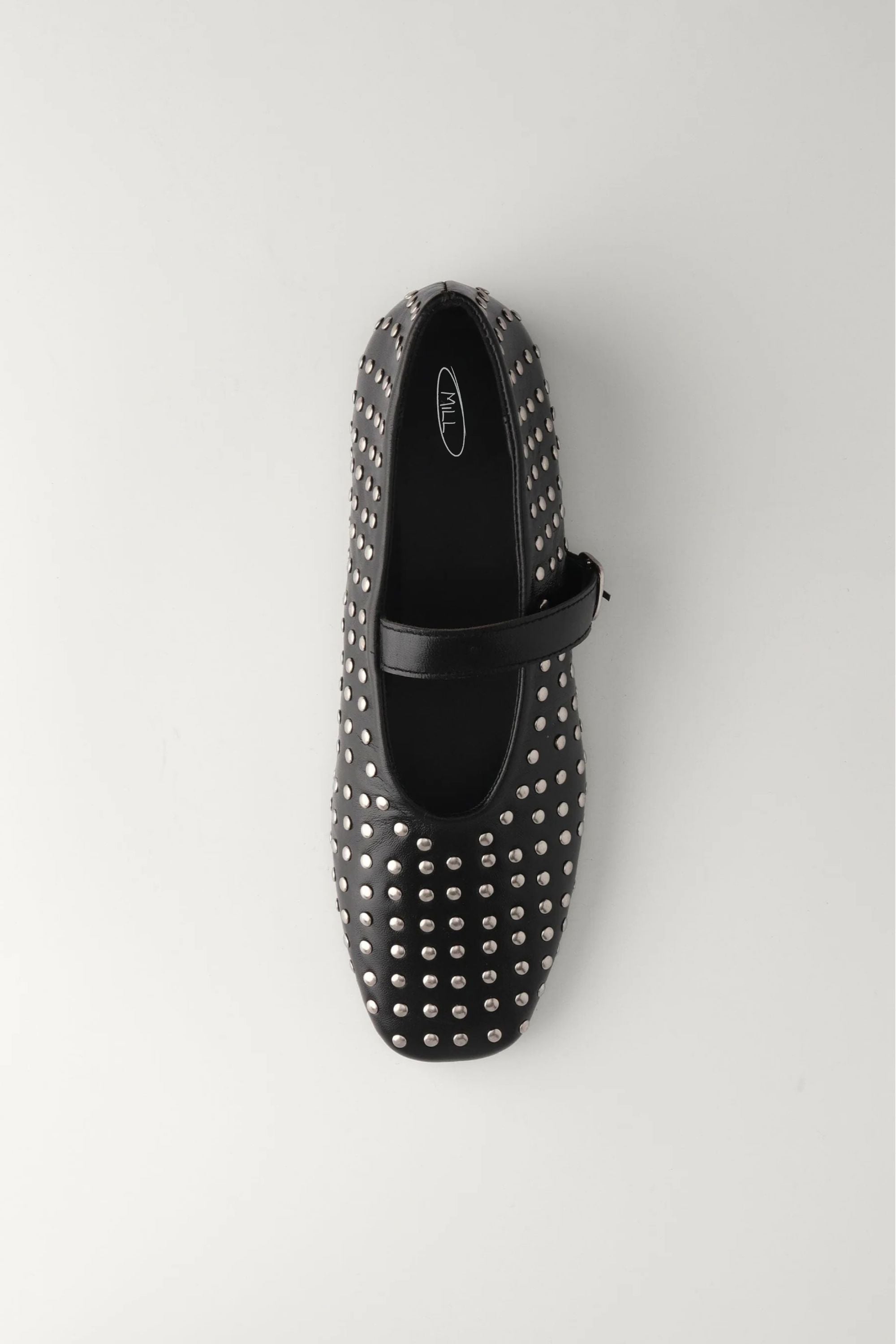 Black Ballet Flats With Rivets