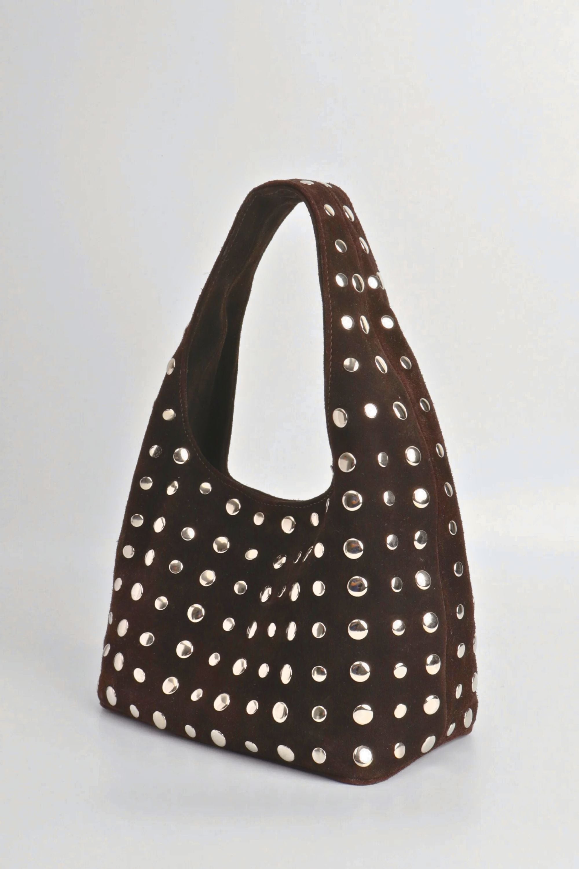 Icon Studded Midi in Brown Suede