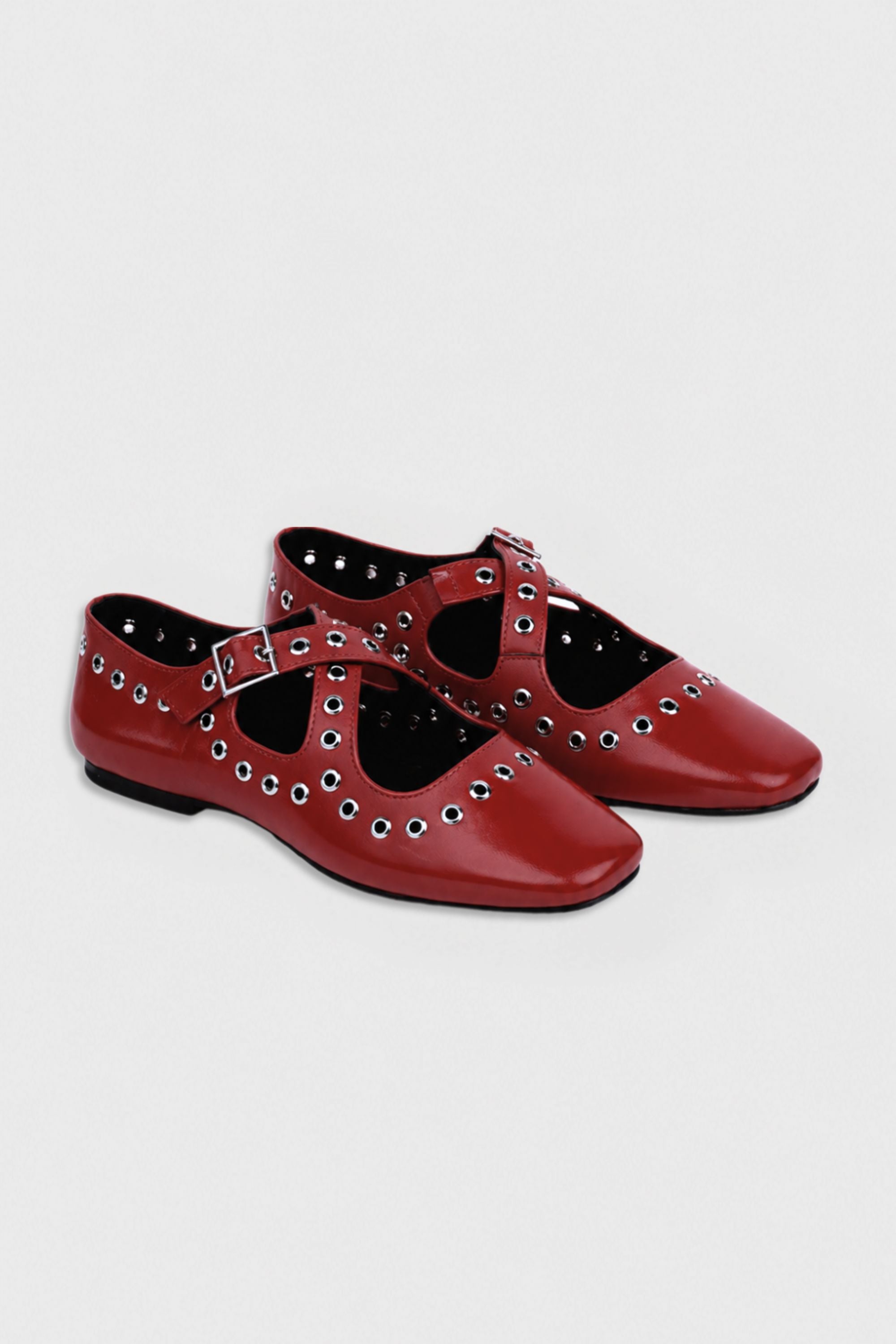 Red Crux Ballerinas with Grommets