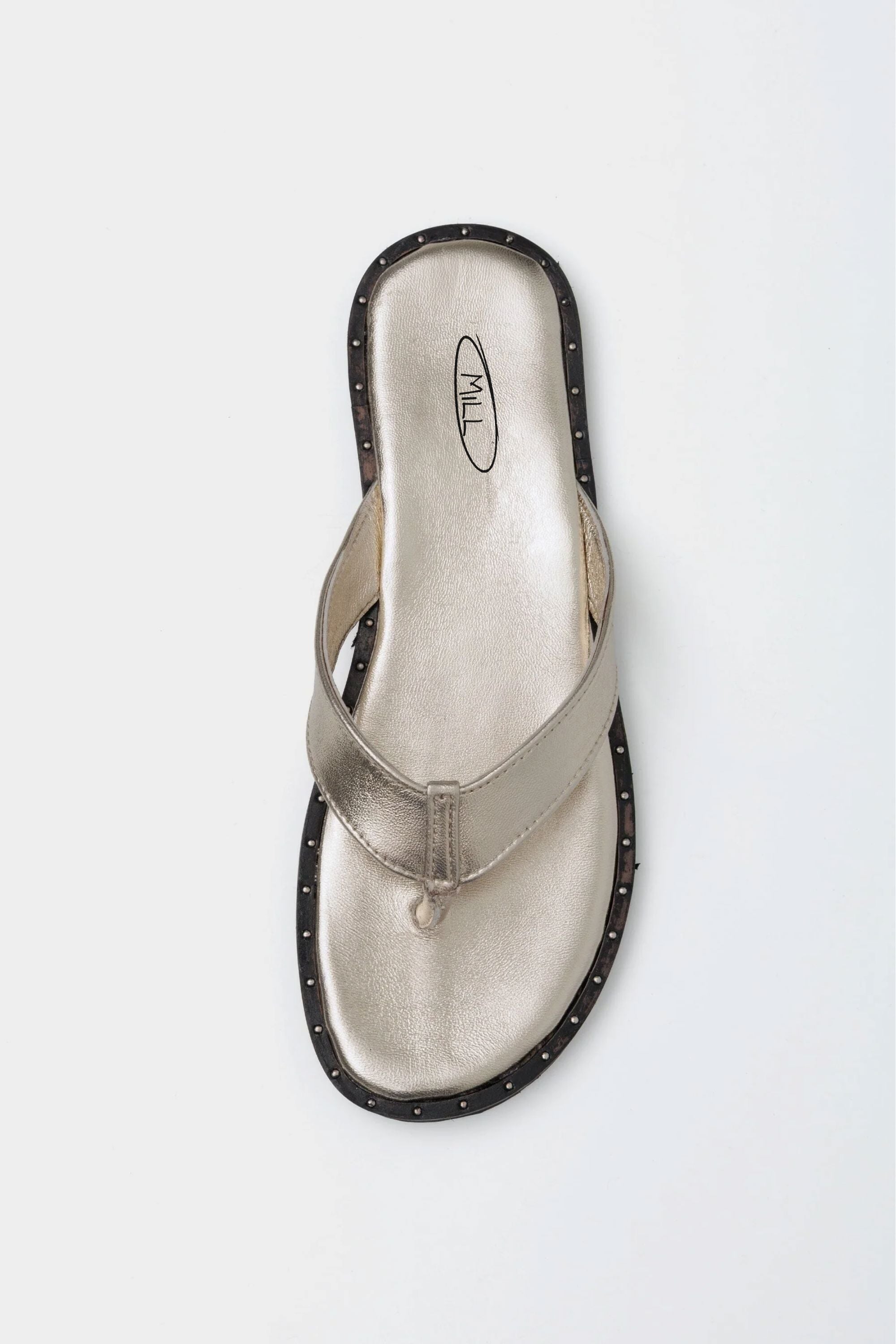 Bare Flip Flops in Champagne with Studded Detailing