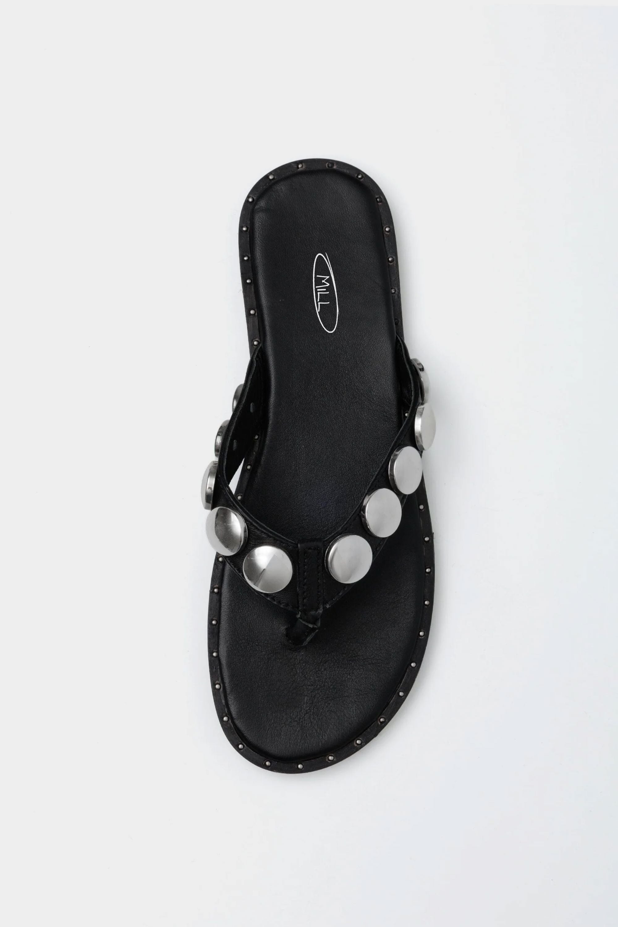Icon Studded Flip Flops in Black