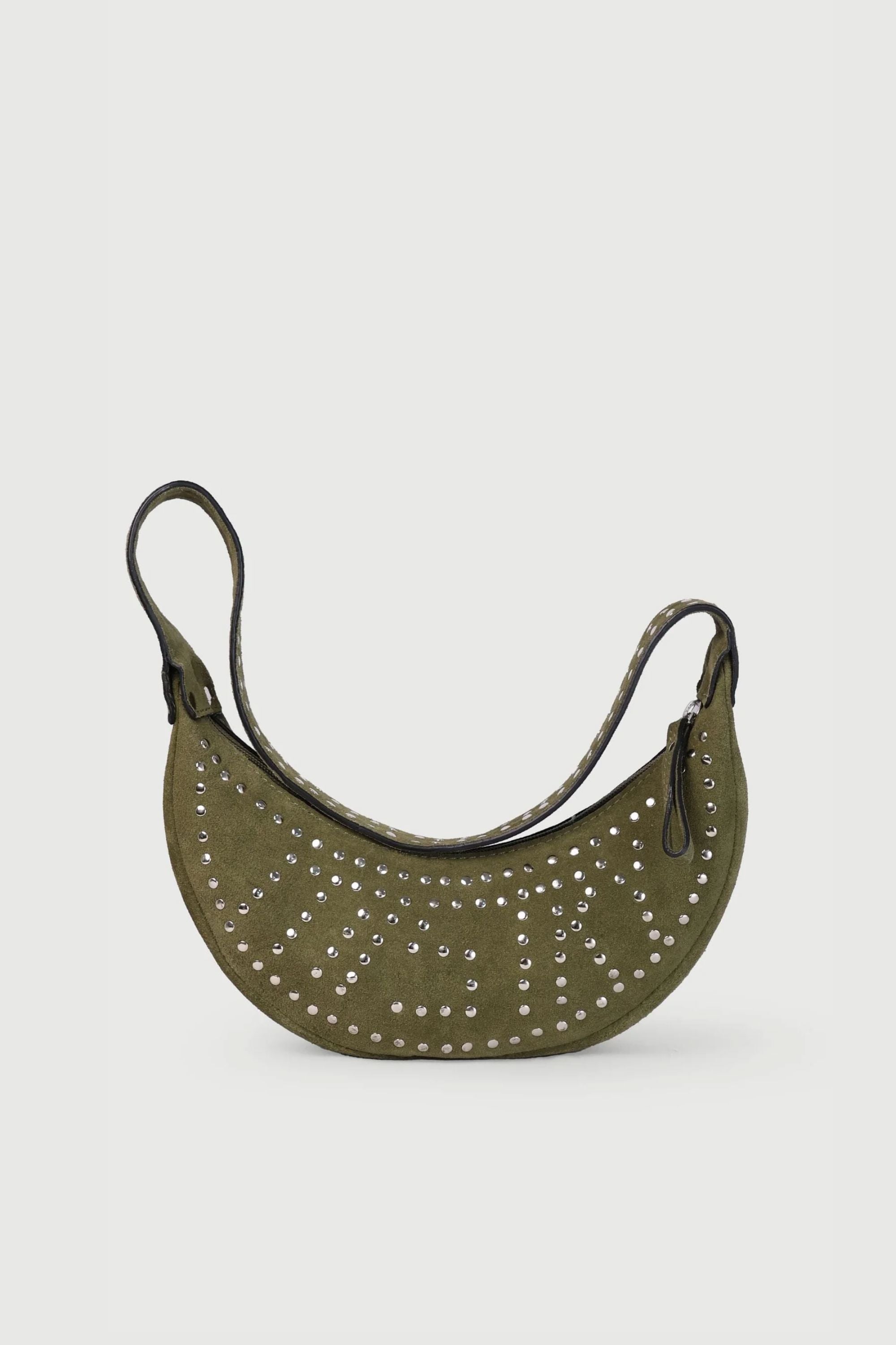 Selena With Rivets In Olive Green Suede