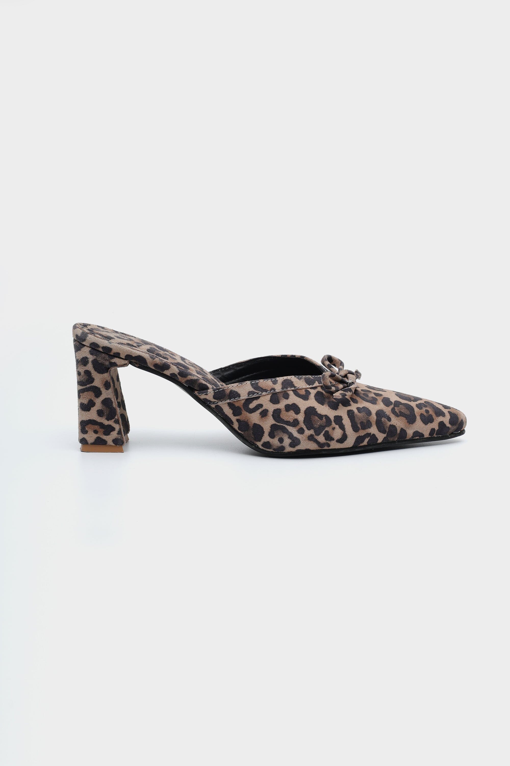Rogue Sculpted Heels in Beige Leopard