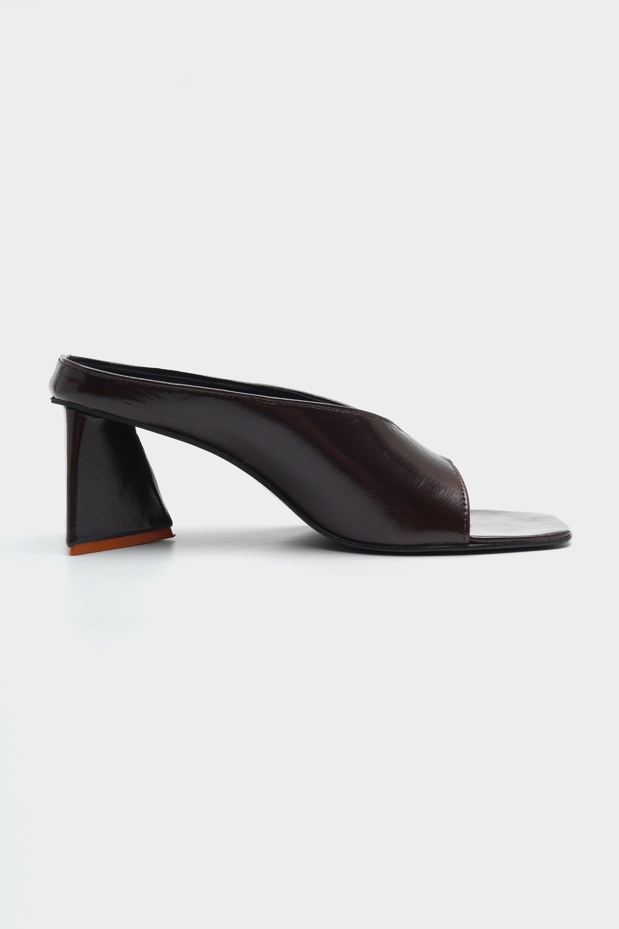 Vea Block Heels in Brown Patent Leather