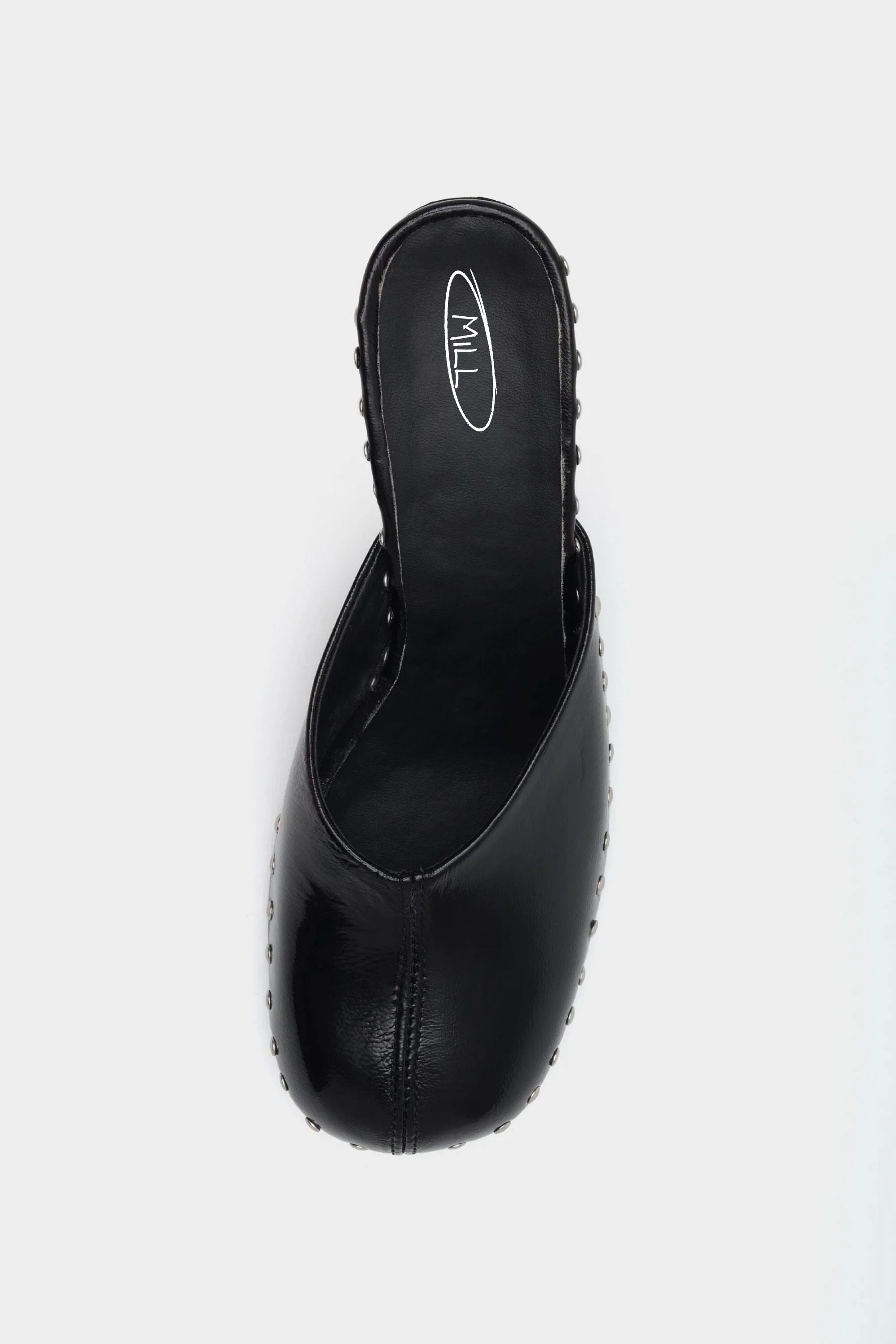 Runway Studded Mule Heels in Onyx