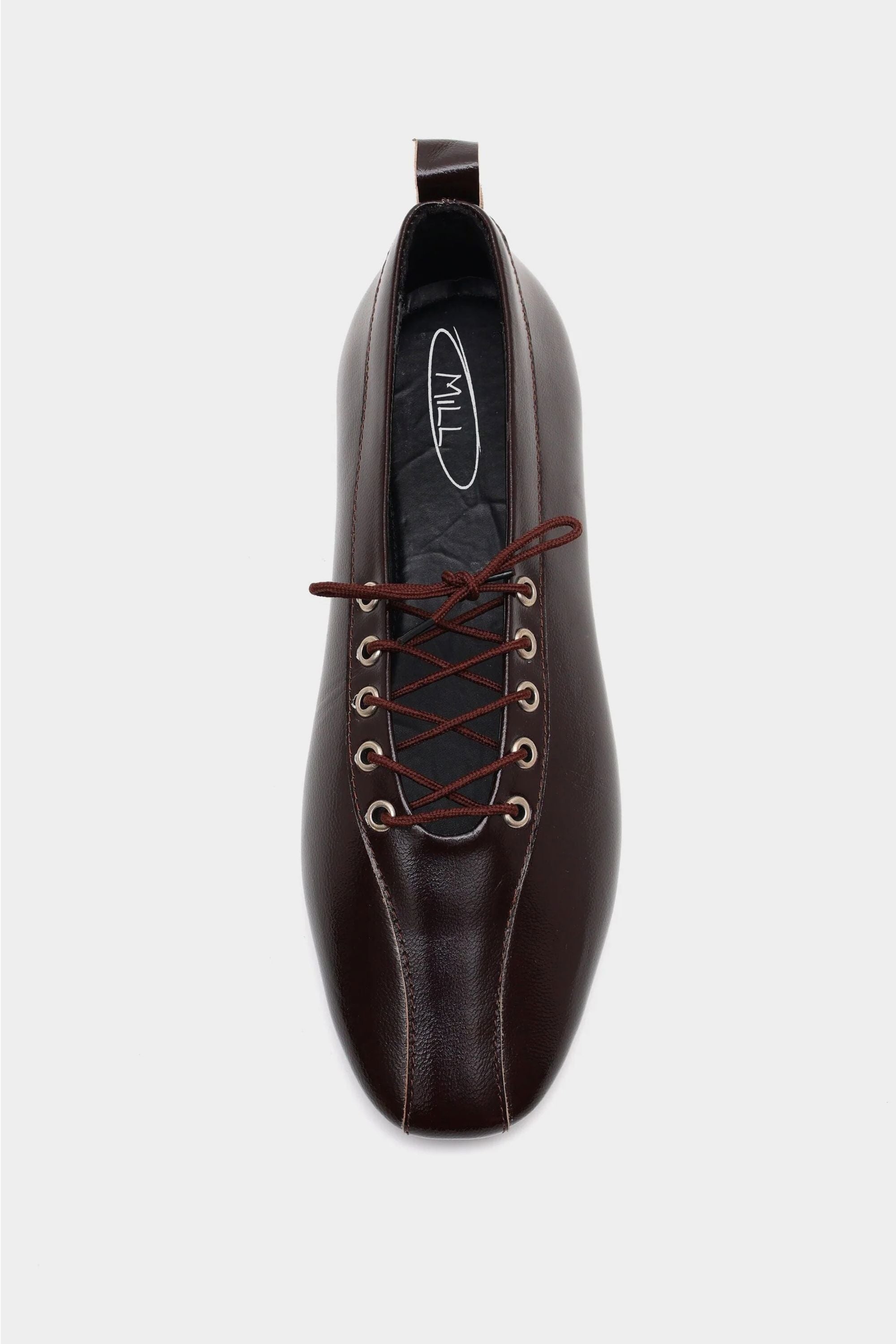 Lace-Up Ballerinas in Mahogany