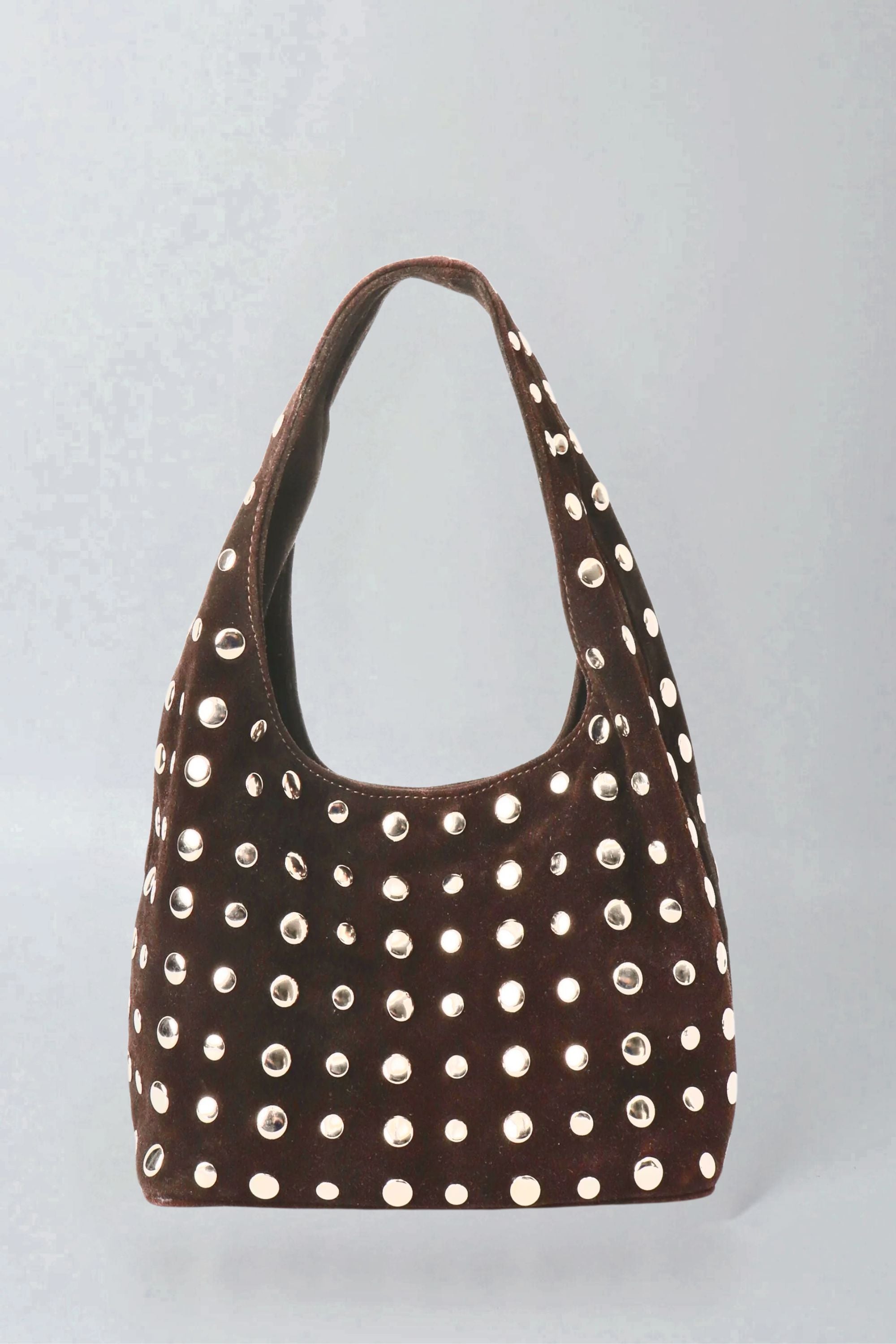 Icon Studded Midi in Brown Suede