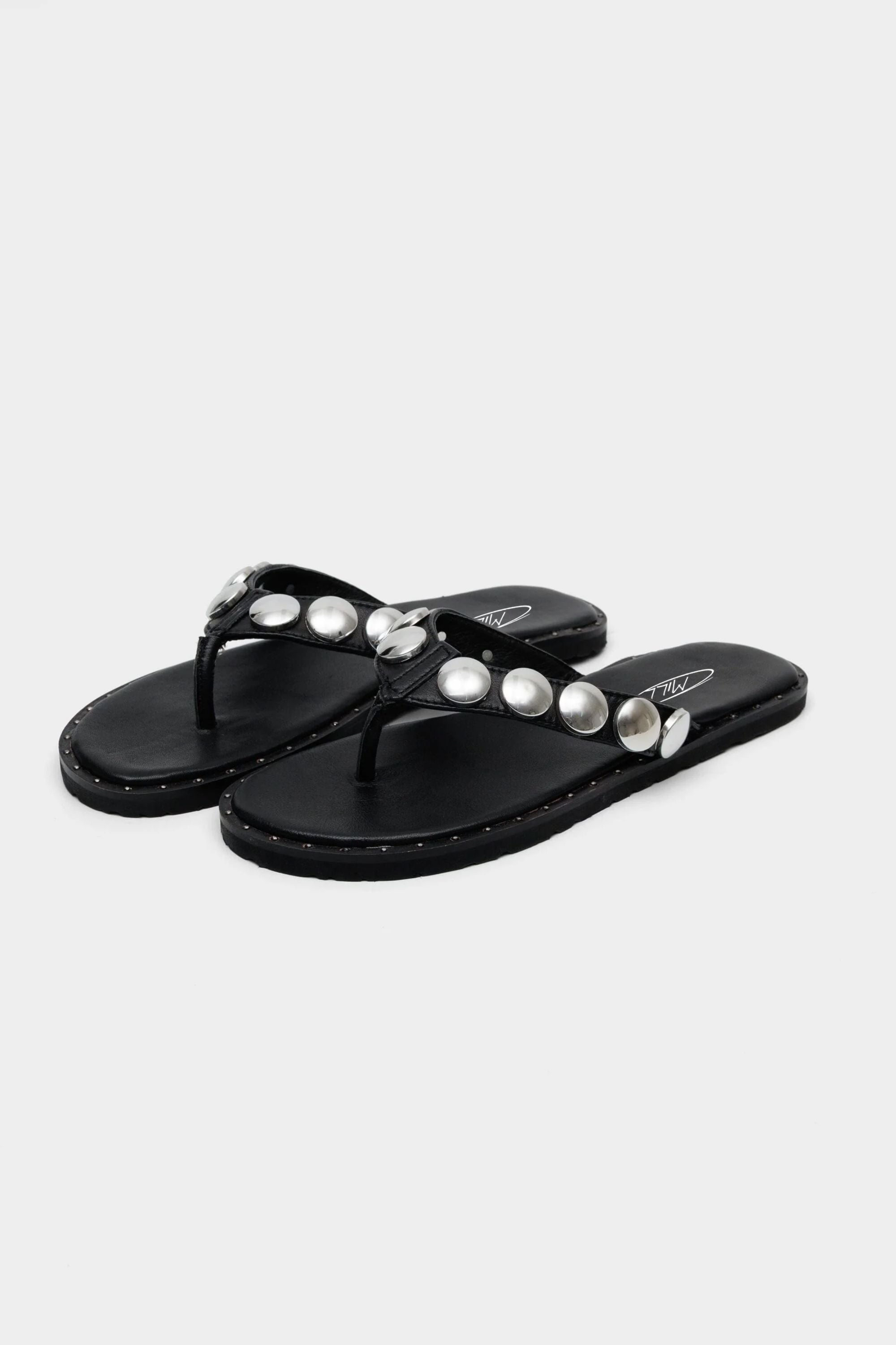 Icon Studded Flip Flops in Black