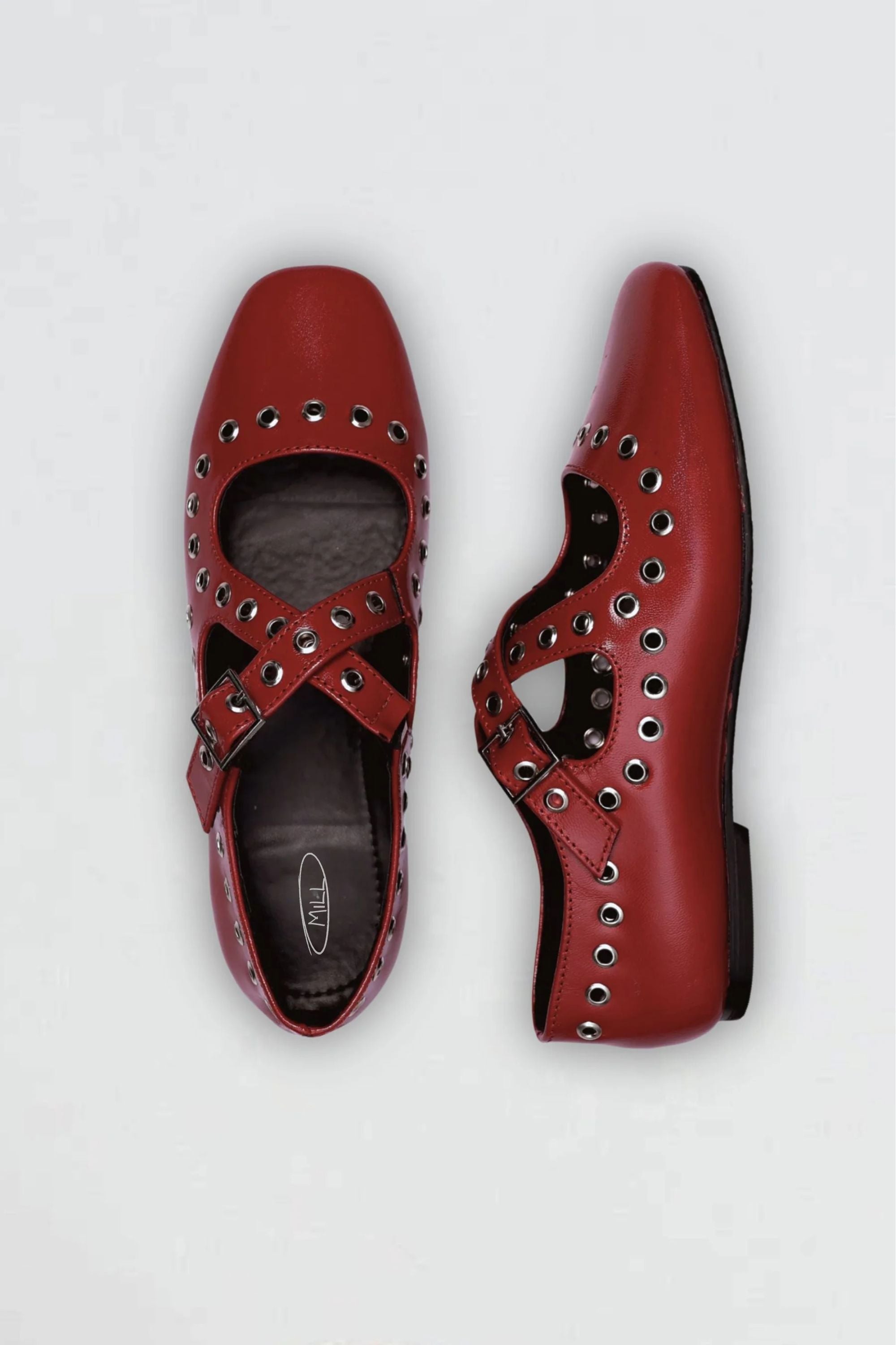 Red Crux Ballerinas with Grommets