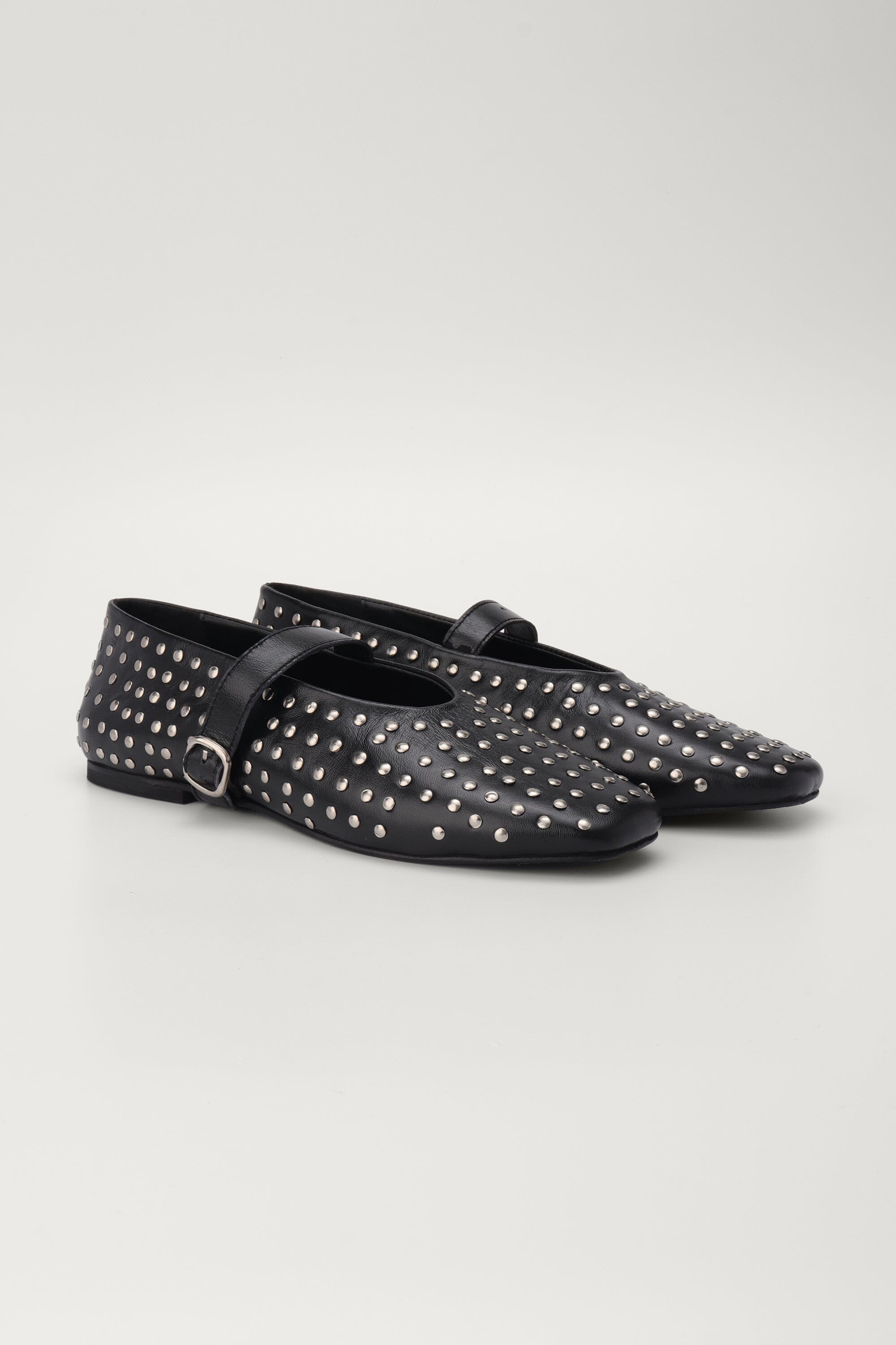 Black Ballet Flats With Rivets